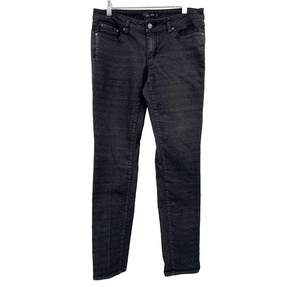 PRANA Womens 10/30 Charcoal Black Slim-Fit Low-Rise Lightweight Denim Kara Jeans